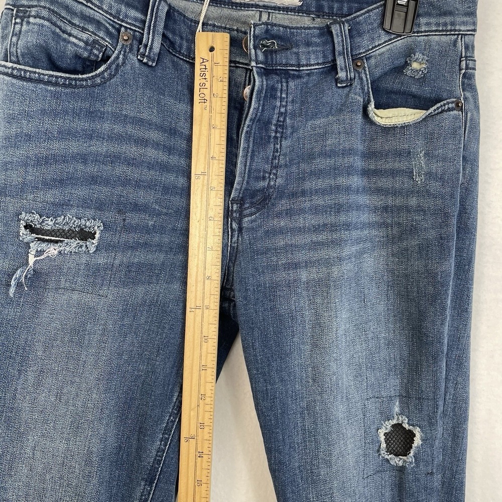 Free People Skinny Jeans Women 28 Blue Distressed Ripped Mesh Underlay Butto Fly - Picture 7 of 11